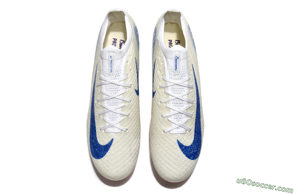 Nike Air Zoom Mercurial Vapor 16 Elite SG Soft Ground Soccer Cleats - Beige/Blue/White 4