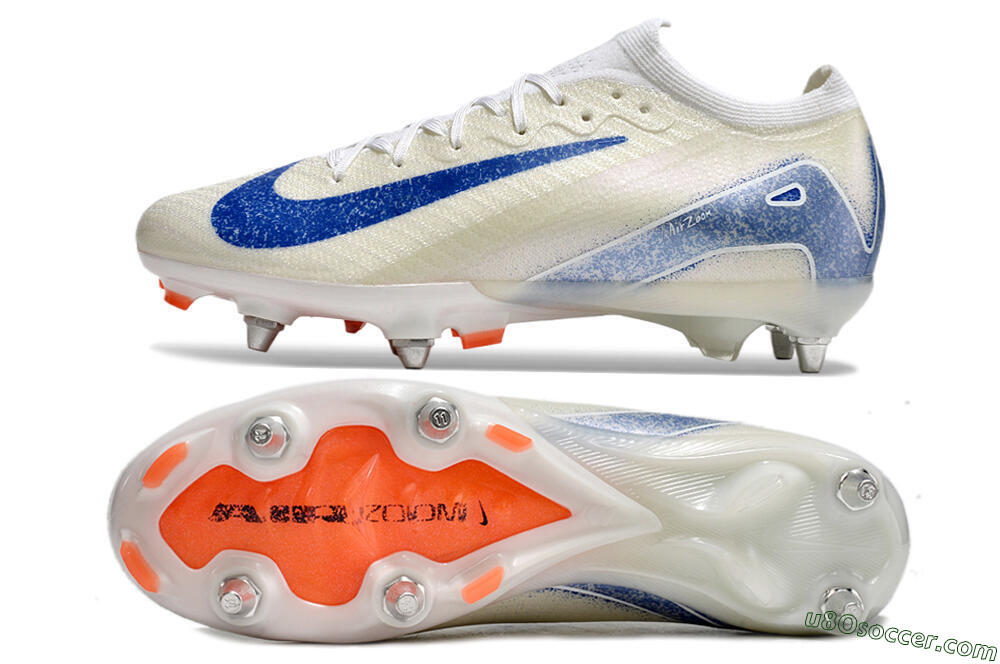 Nike Air Zoom Mercurial Vapor 16 Elite SG Soft Ground Soccer Cleats - Beige/Blue/White 0