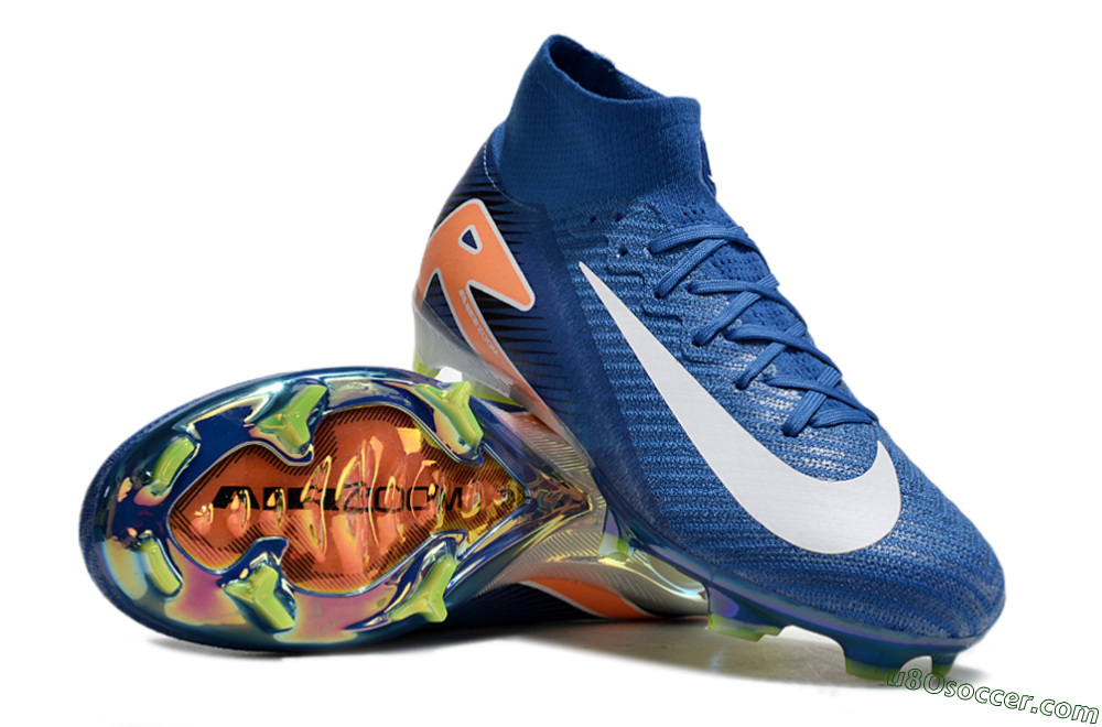 Nike Air Zoom Mercurial Superfly 10 Elite FG Firm Ground Soccer Cleats - Blue/White/Orange 3