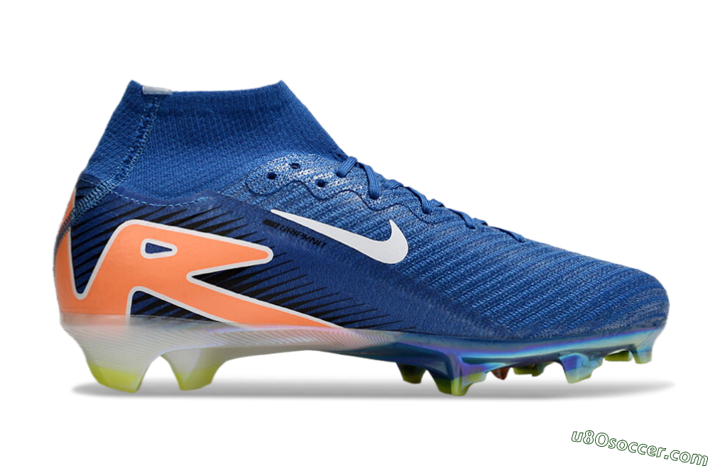 Nike Air Zoom Mercurial Superfly 10 Elite FG Firm Ground Soccer Cleats - Blue/White/Orange 7