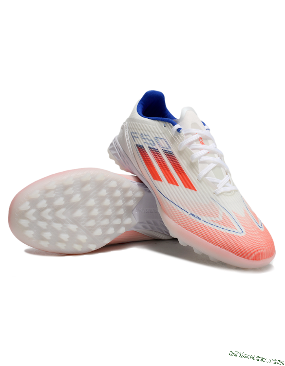 Adidas F50 Pro TF Artificial Turf Soccer Shoes - White/Red/Blue 3
