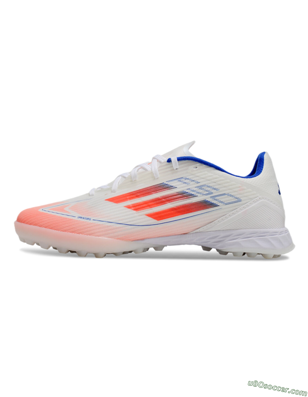 Adidas F50 Pro TF Artificial Turf Soccer Shoes - White/Red/Blue 2