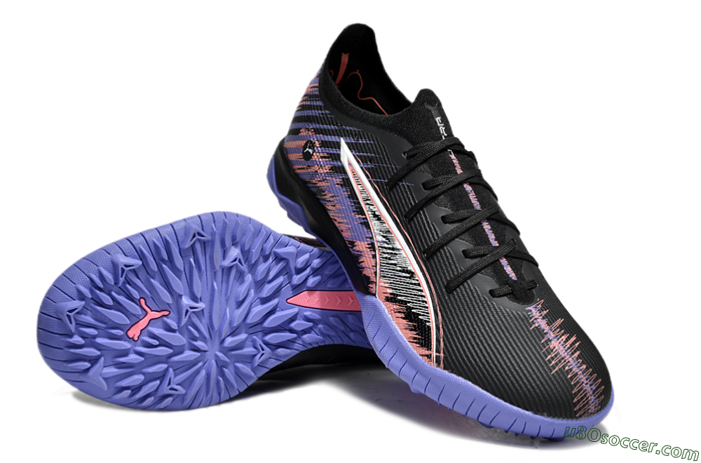 Puma Ultra Ultimate TF Artificial Turf Soccer Shoes - Black/White/Purple/Pink 3