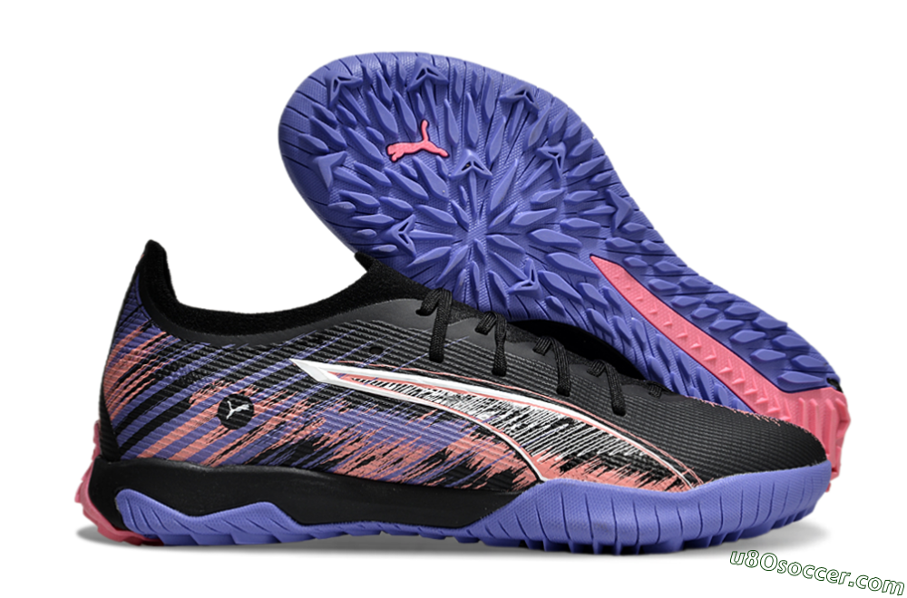 Puma Ultra Ultimate TF Artificial Turf Soccer Shoes - Black/White/Purple/Pink 1