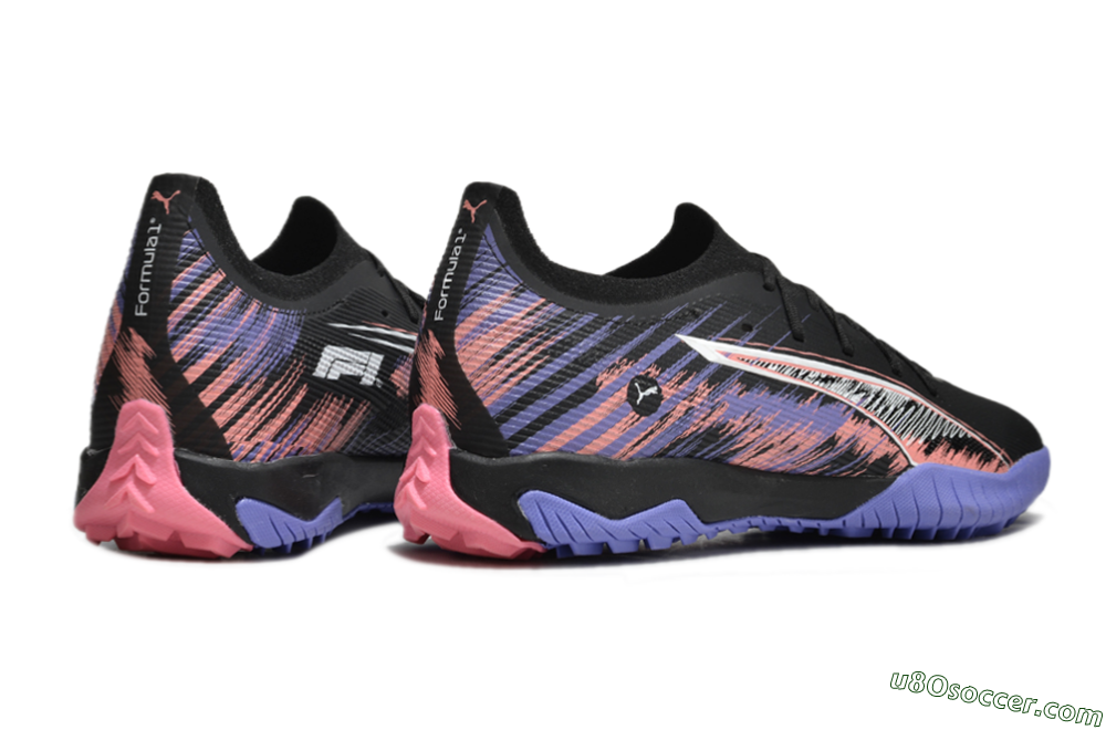 Puma Ultra Ultimate TF Artificial Turf Soccer Shoes - Black/White/Purple/Pink 6