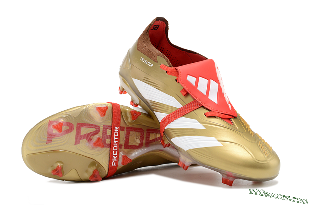 Adidas Predator Elite Foldover Tongue FG Firm Ground Soccer Cleats - Gold/Red/White 3