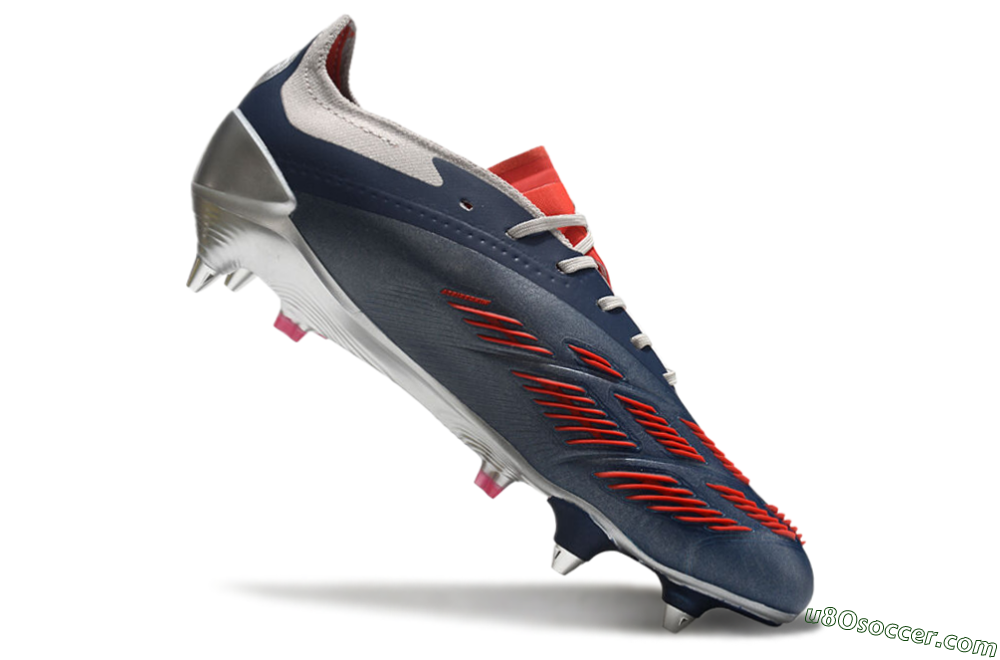 Adidas Predator 24 Elite SG Soft Ground Soccer Cleats - Silver/Blue/Red 4