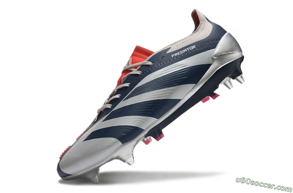 Adidas Predator 24 Elite SG Soft Ground Soccer Cleats - Silver/Blue/Red 5