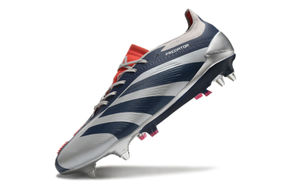Adidas Predator 24 Elite SG Soft Ground Soccer Cleats - Silver/Blue/Red