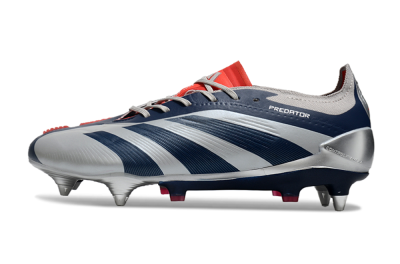Adidas Predator 24 Elite SG Soft Ground Soccer Cleats - Silver/Blue/Red
