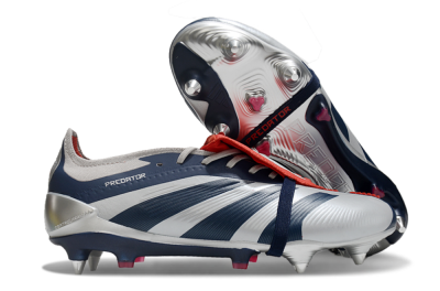 Adidas Predator Elite Foldover Tongue SG Soft Ground Soccer Cleats - Silver/Blue/Red