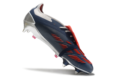 Adidas Predator Elite Foldover Tongue SG Soft Ground Soccer Cleats - Silver/Blue/Red