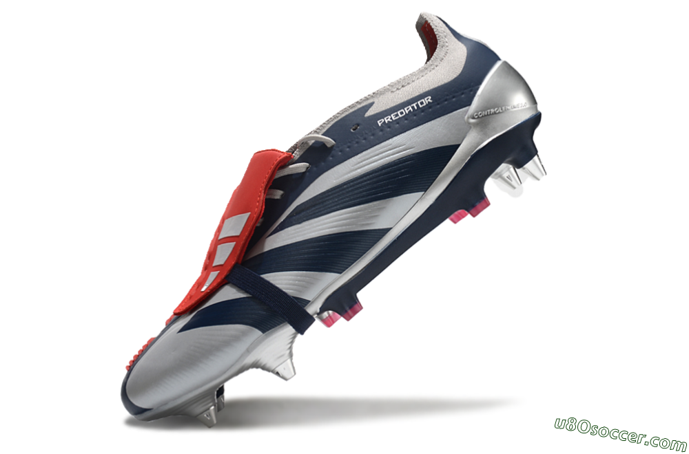 Adidas Predator Elite Foldover Tongue SG Soft Ground Soccer Cleats - Silver/Blue/Red 5