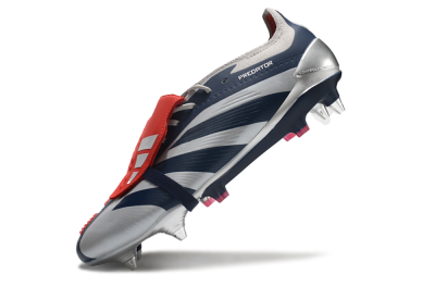 Adidas Predator Elite Foldover Tongue SG Soft Ground Soccer Cleats - Silver/Blue/Red