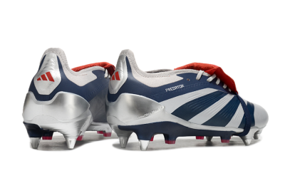 Adidas Predator Elite Foldover Tongue SG Soft Ground Soccer Cleats - Silver/Blue/Red