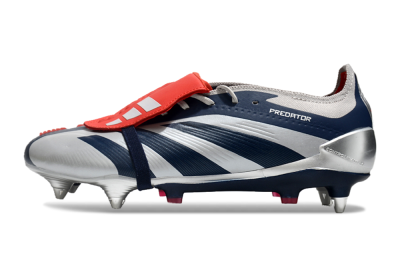 Adidas Predator Elite Foldover Tongue SG Soft Ground Soccer Cleats - Silver/Blue/Red