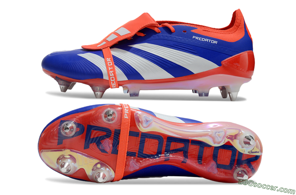 Adidas Predator Elite Foldover Tongue SG Soft Ground Soccer Cleats - Blue/White/Red 0