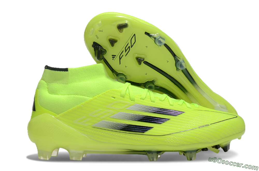 Adidas F50 Elite Mid FG Firm Ground Soccer Cleats - Yellow/Blue/White 1