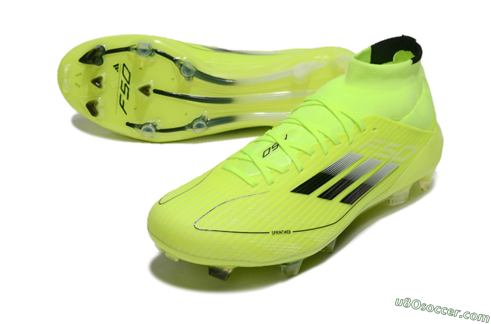 Adidas F50 Elite Mid FG Firm Ground Soccer Cleats - Yellow/Blue/White 3