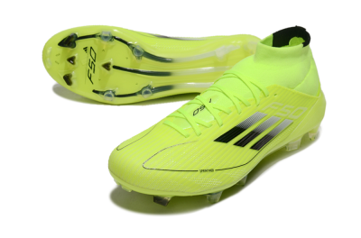 Adidas F50 Elite Mid FG Firm Ground Soccer Cleats - Yellow/Blue/White