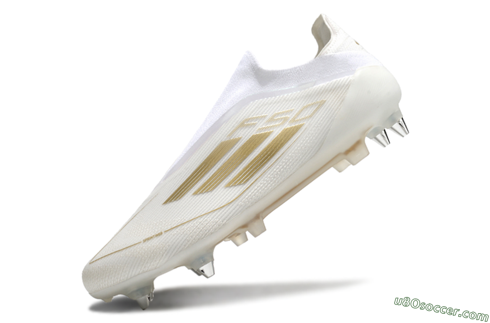 Adidas F50 Elite Laceless SG Soft Ground Soccer Cleats - White/Gold 5