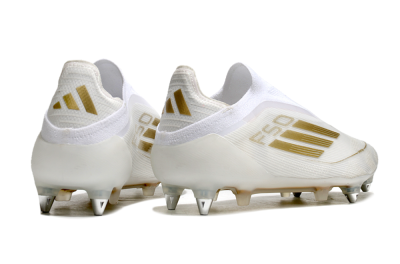 Adidas F50 Elite Laceless SG Soft Ground Soccer Cleats - White/Gold