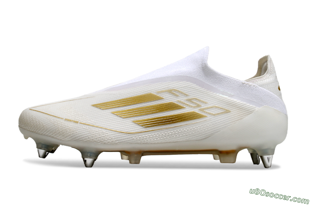 Adidas F50 Elite Laceless SG Soft Ground Soccer Cleats - White/Gold 2