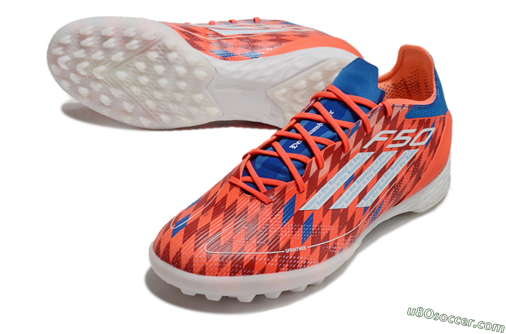 Adidas F50 Pro TF Artificial Turf Soccer Shoes - Red/White/Blue 3