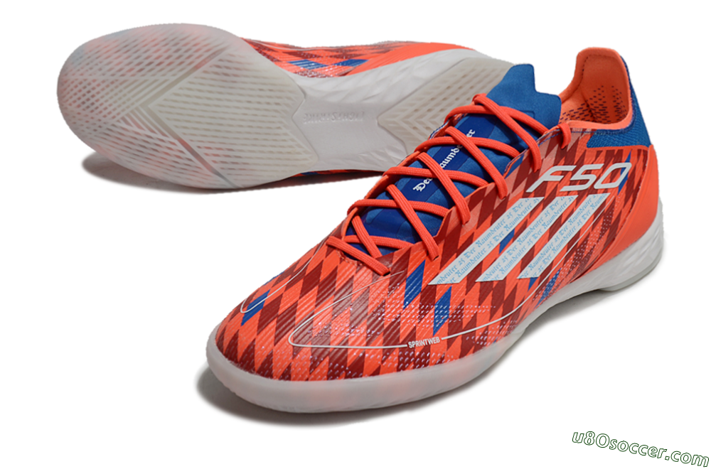 Adidas F50 Pro IC Indoor & Futsal Soccer Shoes - Red/White/Blue 3