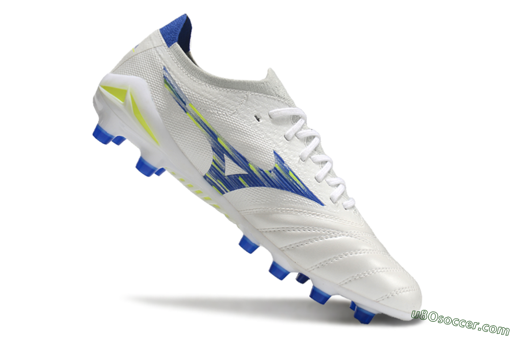 Mizuno Morelia Neo 4 FG Firm Ground Soccer Cleats - White/Blue/Yellow 4