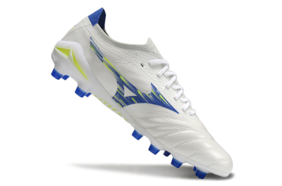 Mizuno Morelia Neo 4 FG Firm Ground Soccer Cleats - White/Blue/Yellow