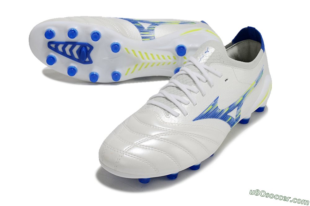 Mizuno Morelia Neo 4 FG Firm Ground Soccer Cleats - White/Blue/Yellow 3