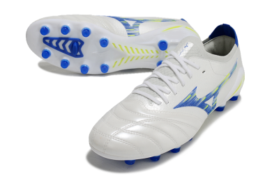 Mizuno Morelia Neo 4 FG Firm Ground Soccer Cleats - White/Blue/Yellow