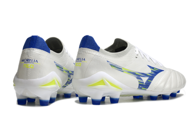 Mizuno Morelia Neo 4 FG Firm Ground Soccer Cleats - White/Blue/Yellow