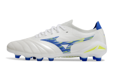 Mizuno Morelia Neo 4 FG Firm Ground Soccer Cleats - White/Blue/Yellow