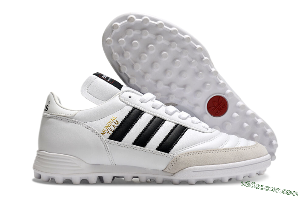 Adidas Mundial Team Astro TF Artificial Turf Soccer Shoes - White/Black/Gold 1