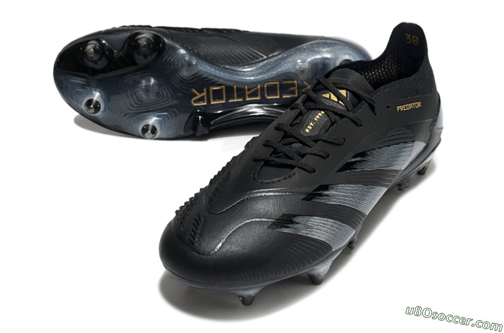 Adidas Predator 24 Elite SG Soft Ground Soccer Cleats - Black/Silver/Gold 2