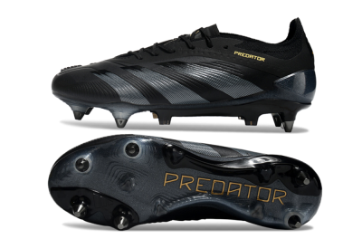 Adidas Predator 24 Elite SG Soft Ground Soccer Cleats - Black/Silver/Gold