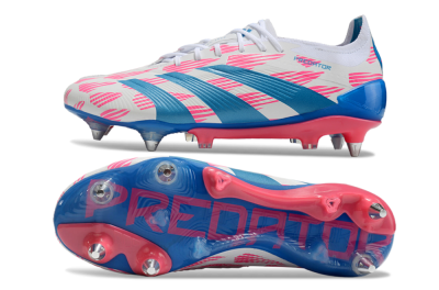 Adidas Predator 24 Elite SG Soft Ground Soccer Cleats - White/Pink/Blue
