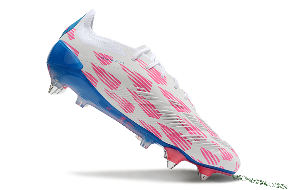 Adidas Predator 24 Elite SG Soft Ground Soccer Cleats - White/Pink/Blue 3
