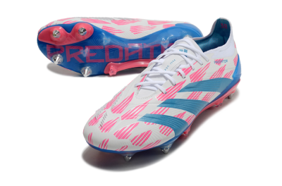 Adidas Predator 24 Elite SG Soft Ground Soccer Cleats - White/Pink/Blue