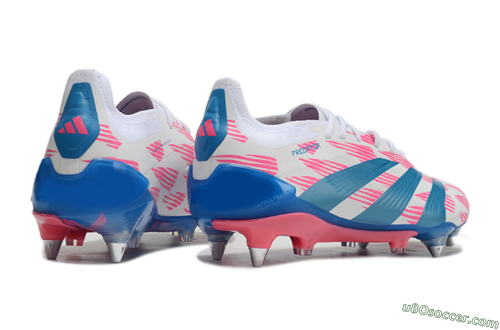 Adidas Predator 24 Elite SG Soft Ground Soccer Cleats - White/Pink/Blue 5
