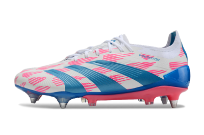 Adidas Predator 24 Elite SG Soft Ground Soccer Cleats - White/Pink/Blue