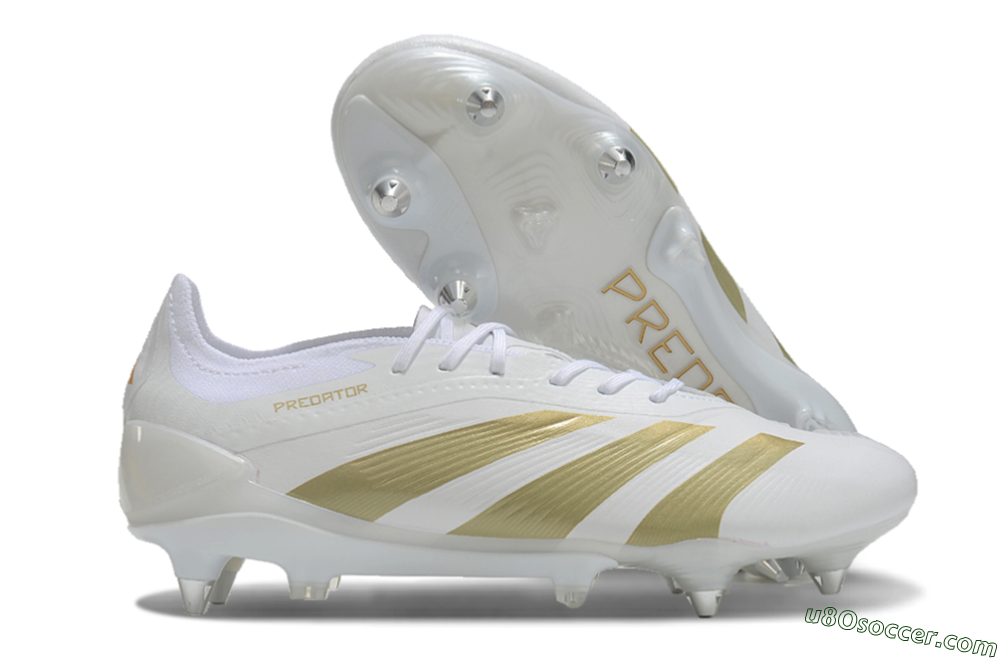 Adidas Predator 24 Elite SG Soft Ground Soccer Cleats - Beige/White/Gold 1