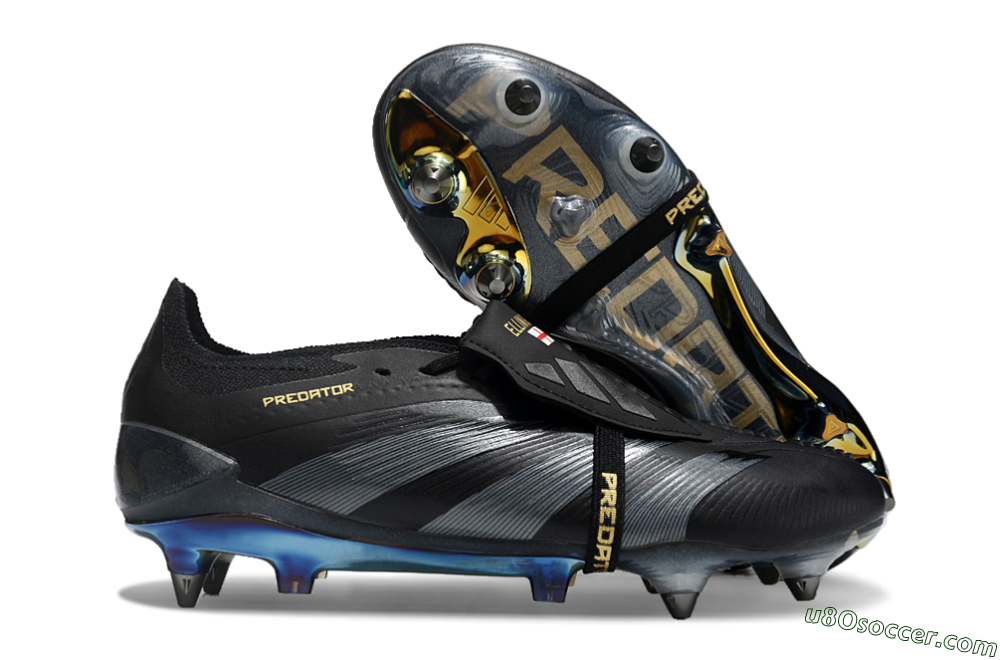 Adidas Predator Elite Foldover Tongue SG Soft Ground Soccer Cleats - Black/Silver/Gold 1