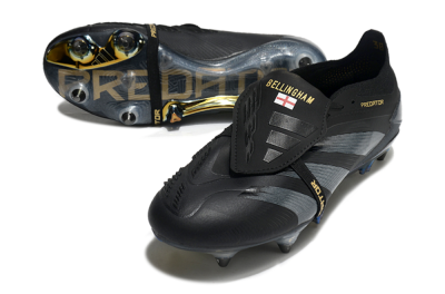 Adidas Predator Elite Foldover Tongue SG Soft Ground Soccer Cleats - Black/Silver/Gold