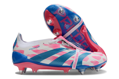 Adidas Predator Elite Foldover Tongue SG Soft Ground Soccer Cleats - White/Pink/Blue