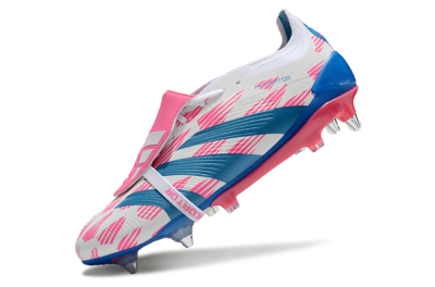 Adidas Predator Elite Foldover Tongue SG Soft Ground Soccer Cleats - White/Pink/Blue