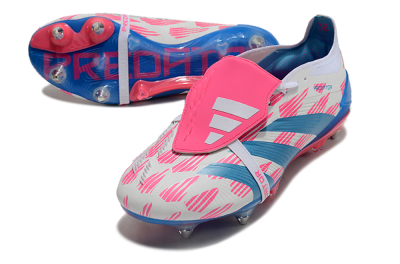 Adidas Predator Elite Foldover Tongue SG Soft Ground Soccer Cleats - White/Pink/Blue