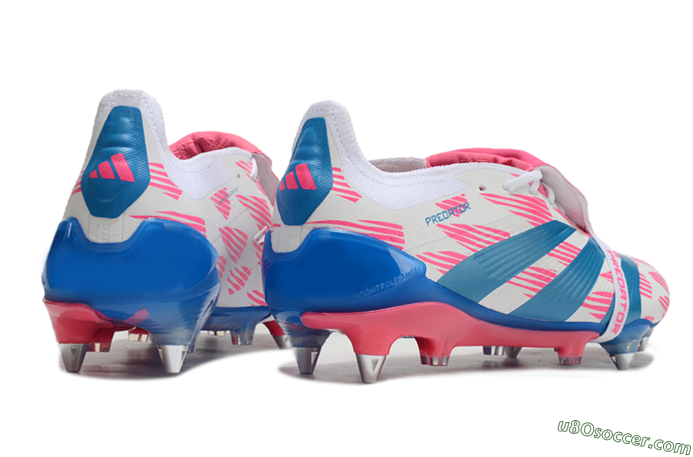 Adidas Predator Elite Foldover Tongue SG Soft Ground Soccer Cleats - White/Pink/Blue 5